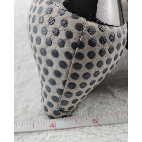 Stiletto Heeled Pumps Leather Polk Dot Accents Metallic Heel Jessica Simpson - Picture 7 of 12